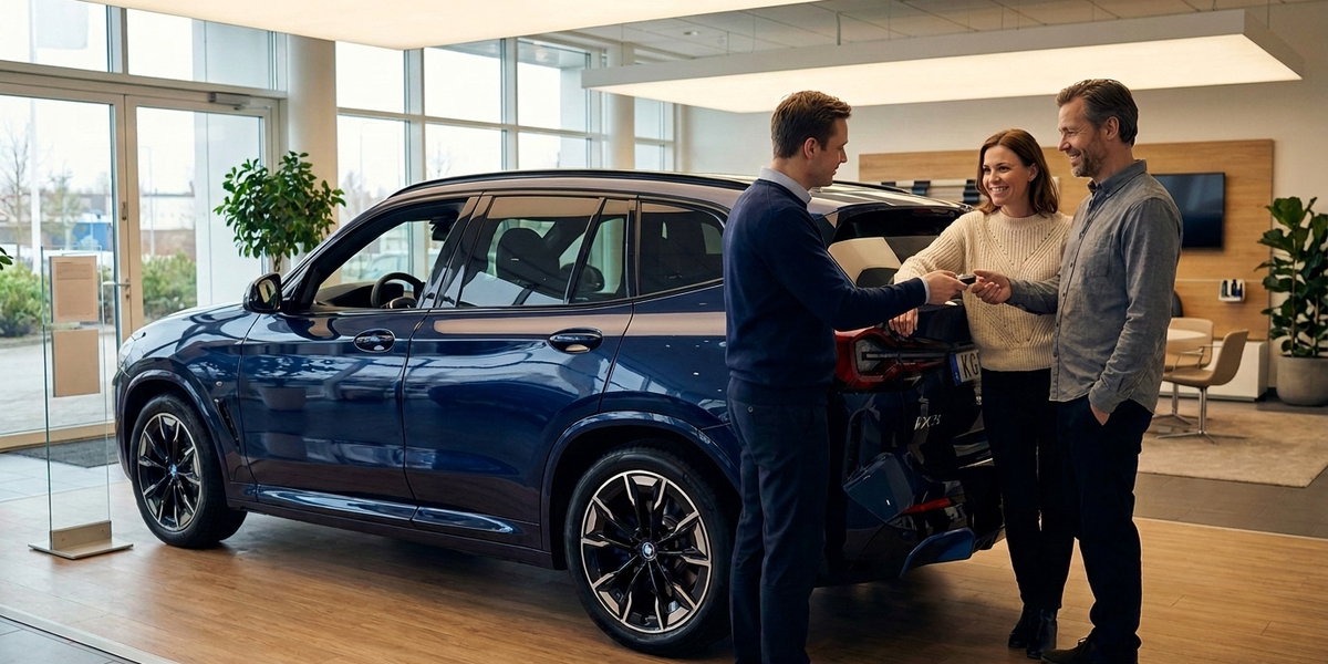 Batterigaranti förklaras vid överlämning av en BMW iX3 G08 i bilhall