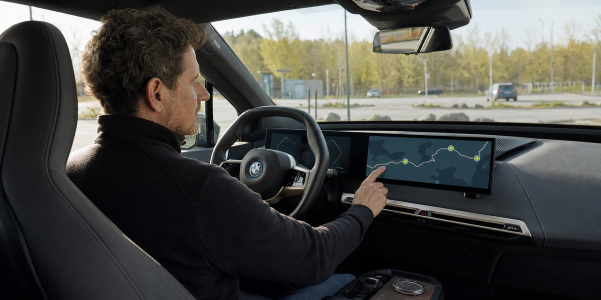 Förare planerar långresa i BMW:s navigationssystem