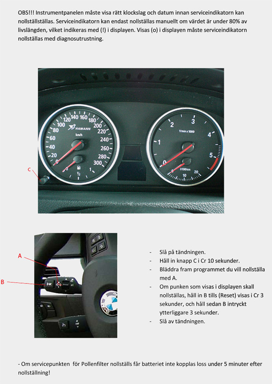 Nollställa service BMW E90/E91