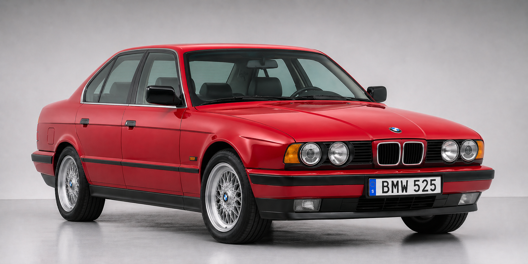 BMW E34 4-d sedan framifrån