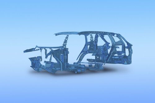 Karosstruktur i st&aring;l till nya BMW X5, tillverkad med &aring;tervunnet material