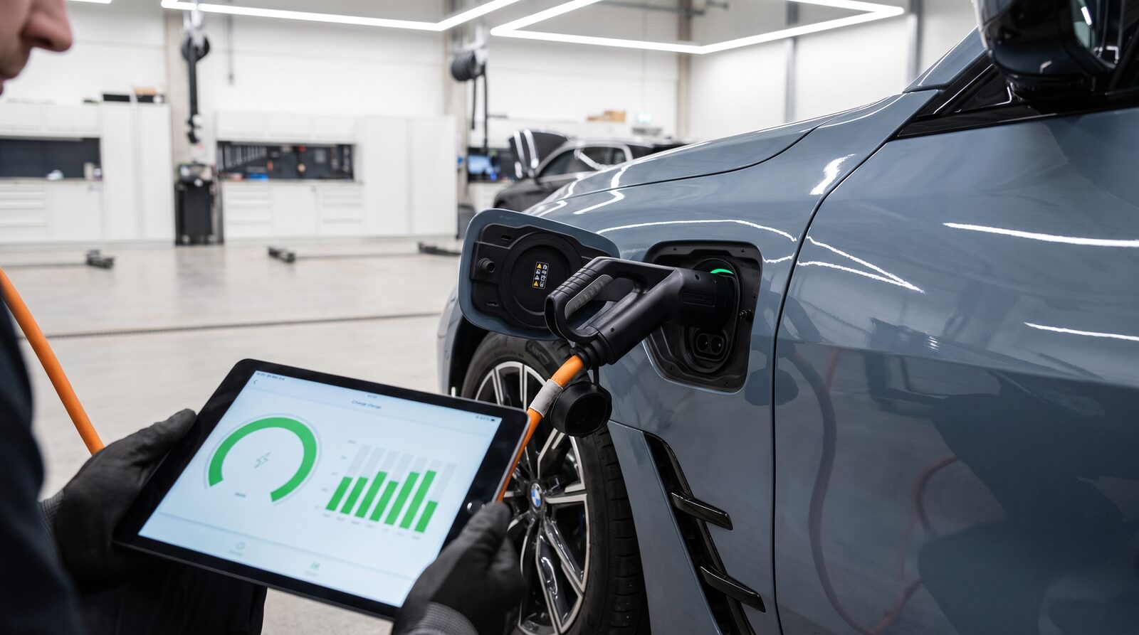 Ladduttag och batterihälsotest på en begagnad BMW-elbil