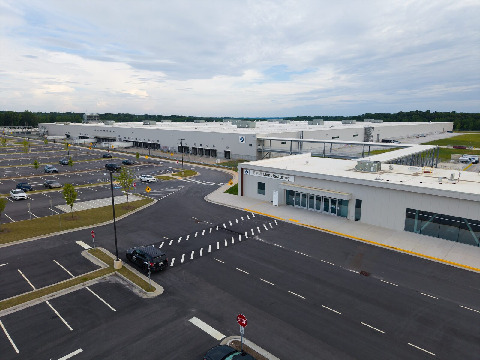 Flygbild över BMW Group Plant Woodruff i South Carolina